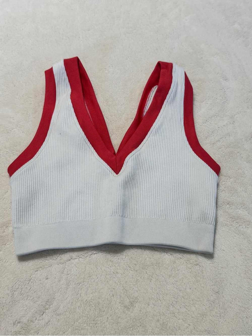 AERIE BRA TOP / RED AND WHITE / SIZE EXTRA SMALL